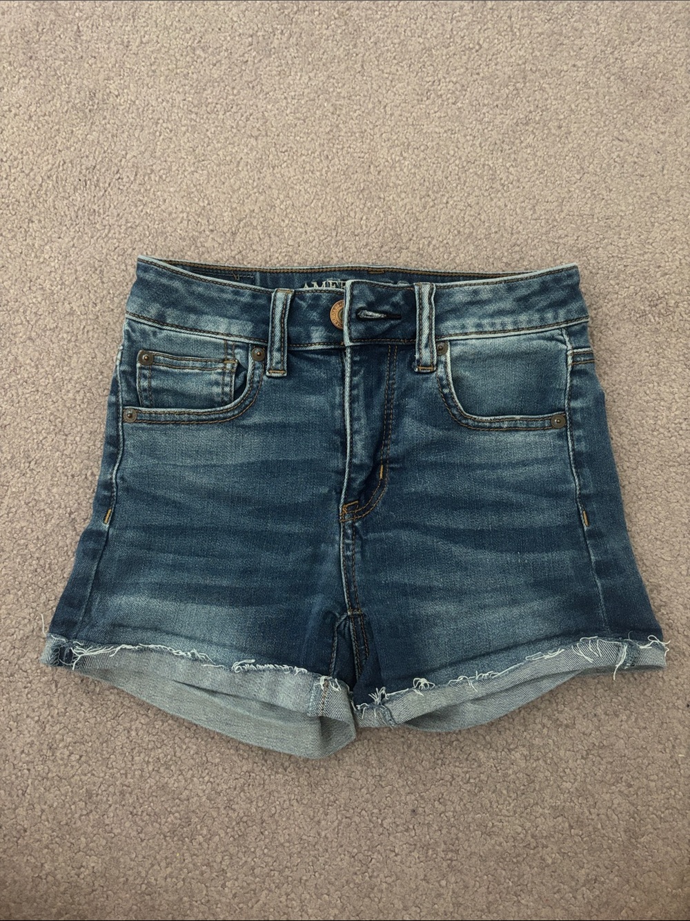 American Eagle Size 00 Hi-Rise Shortie Denim Shorts